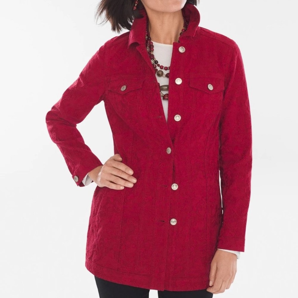 Chico's Elongated Jacquard Jacket S